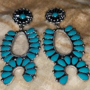 Turquoise and Silver Statement Earrings